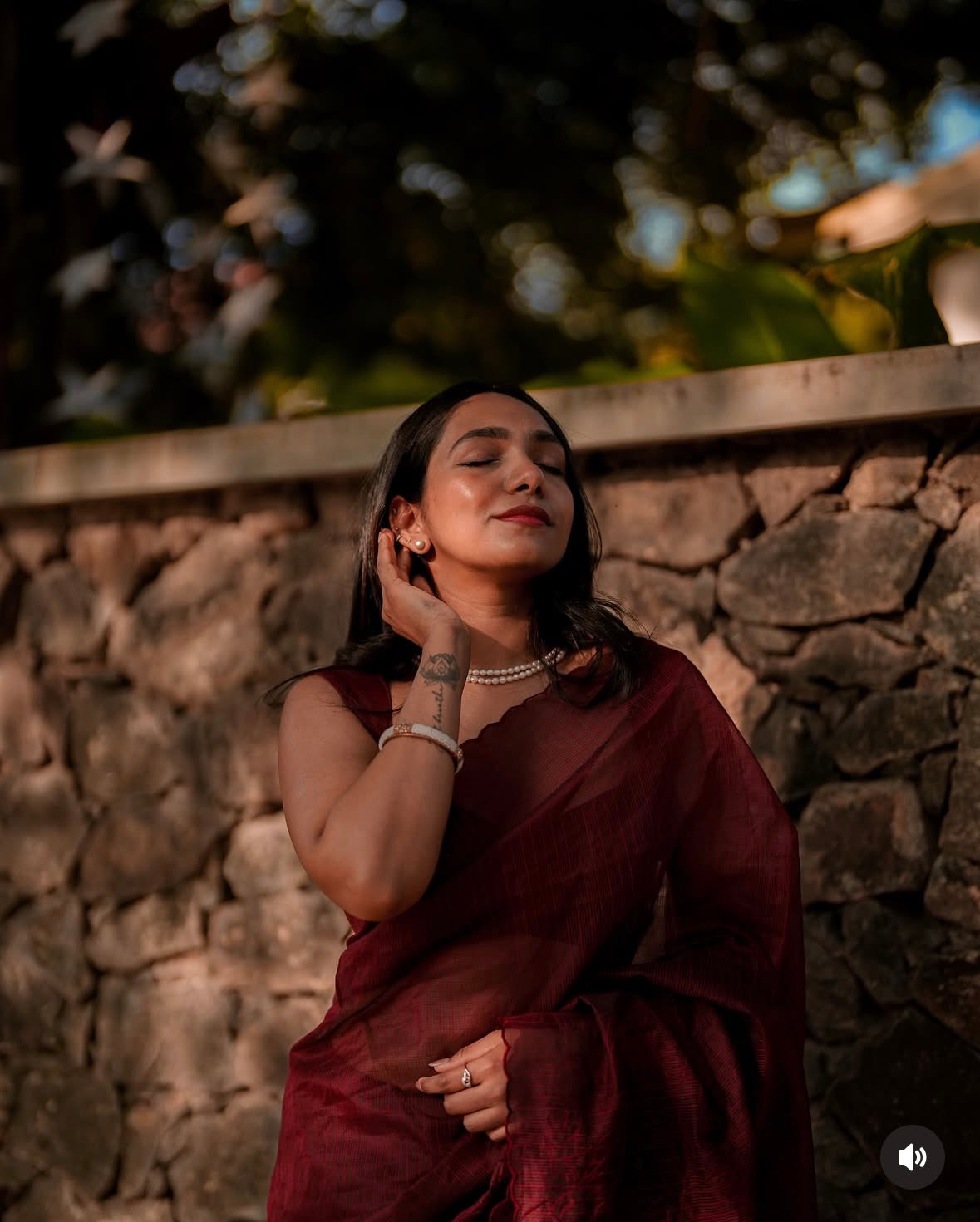 Deep Burgundy Chiffon Saree